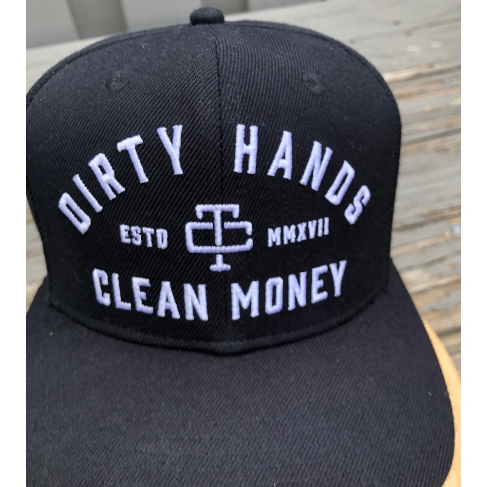 Troll Co Black Hat Mens Dirty Hands Clean Money Adjustable OSFM Roman Numerals
